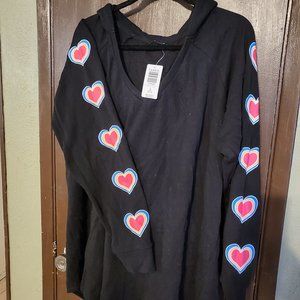 3X torrid Black Rainbow Heart Tunic Hoodie NWT
